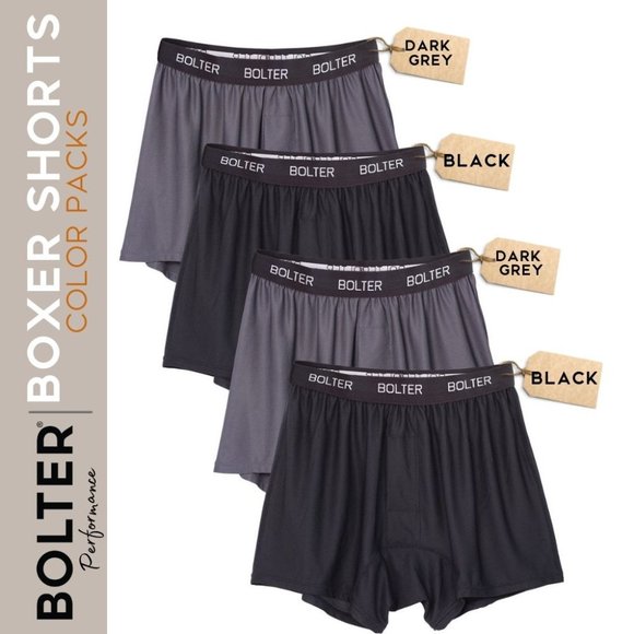 4 Pack Men's Nylon Spandex Performance Boxers Shorts 9004 Black/Grey New NWB - Picture 2 of 2